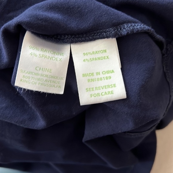 𝅺LILY Pulitzer l Bailor True Navy Button Front V-Neck Roll Tab Sleeve Dress - Picture 6 of 6